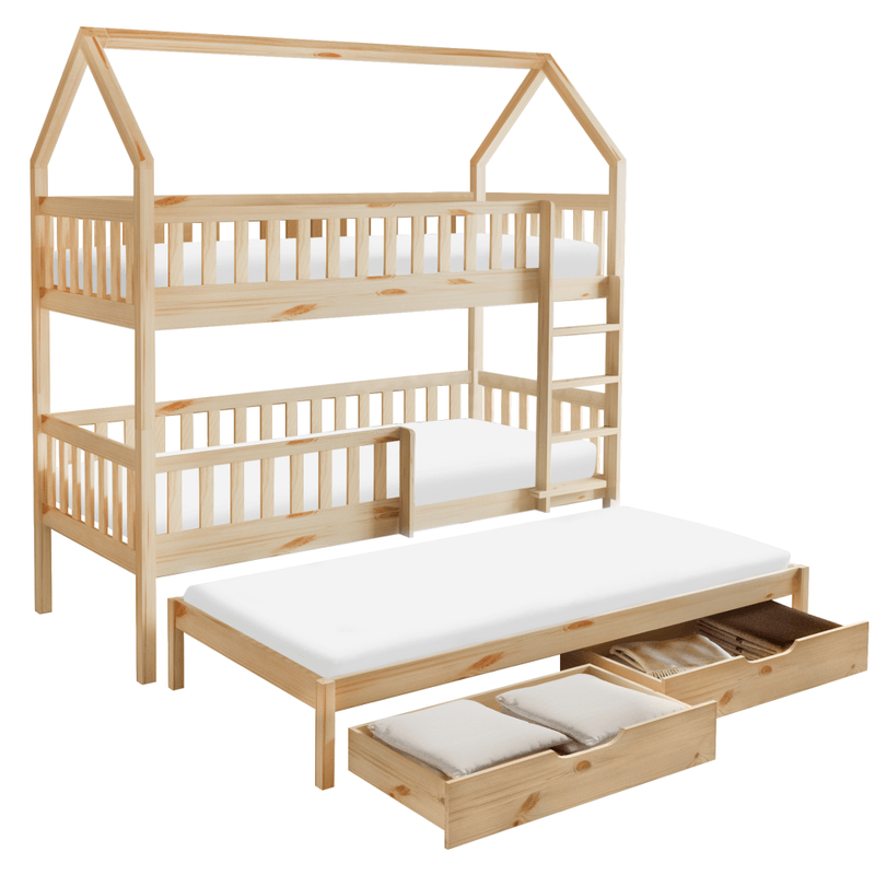 Casa si Gradina - Mobilier - Mobilier copii - Patuturi copii - Pat supraetajat Montessori cu pat suplimentar, natural, VENITA TYP 1 - Infinity.ro