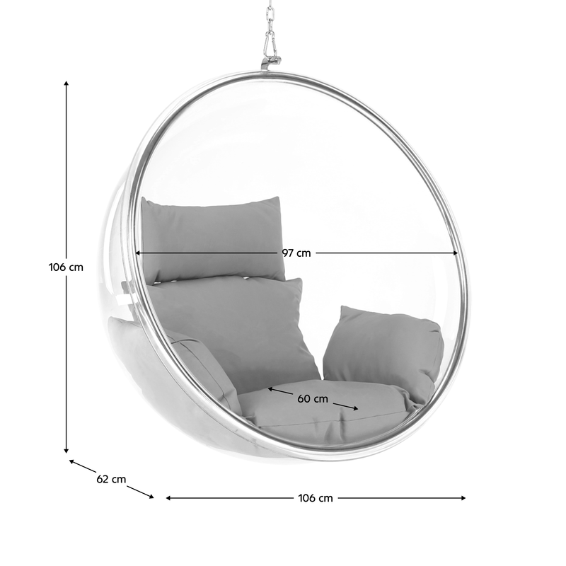 Casa si Gradina - Gradina si terasa - Balansoare si hamace - Balansoare - Scaun suspendat, transparent/argint/ gri, BUBBLE NEW TIP 1 - Infinity.ro