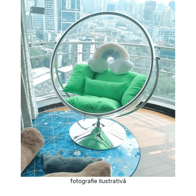 Casa si Gradina - Gradina si terasa - Balansoare si hamace - Balansoare - Scaun suspendat cu suport, transparent/ argintiu/ gri, BUBBLE NEW TIP 2 - Infinity.ro