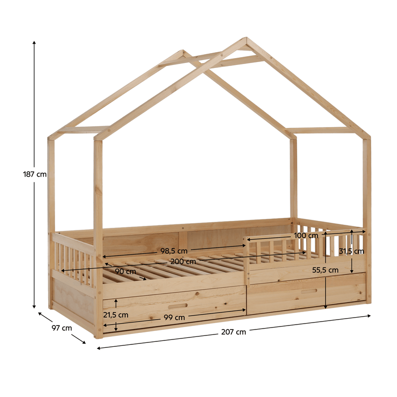 Casa si Gradina - Mobilier - Mobilier copii - Patuturi copii - Pat Montessori, 90x200, natural, masiv, BIANKA - Infinity.ro