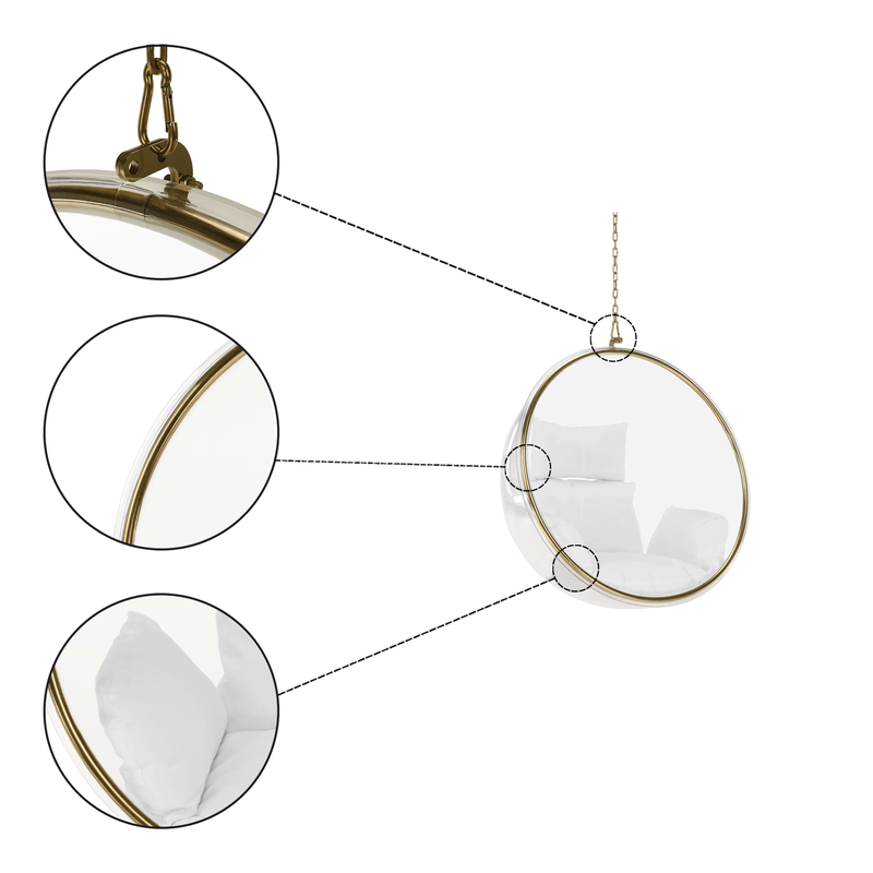 Casa si Gradina - Gradina si terasa - Balansoare si hamace - Balansoare - Scaun suspendat, transparent/ auriu/ alb, BUBBLE NEW TIP 1 - Infinity.ro