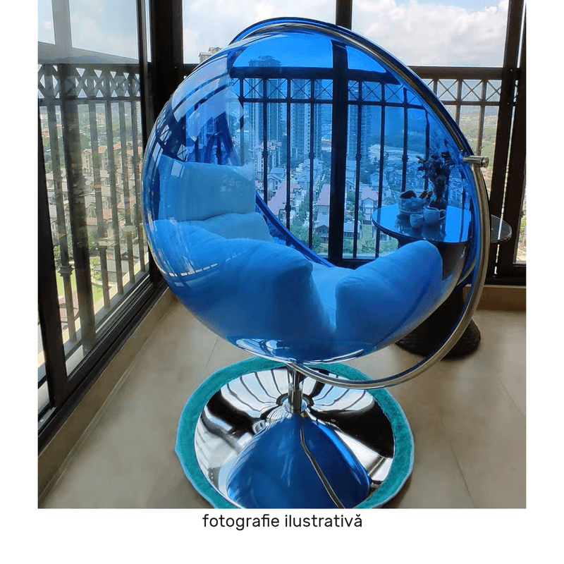 Casa si Gradina - Gradina si terasa - Balansoare si hamace - Balansoare - Scaun suspendat cu suport, transparent/ argintiu/ gri, BUBBLE NEW TIP 2 - Infinity.ro