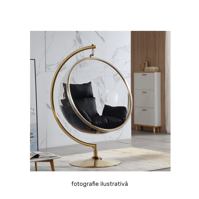 Casa si Gradina - Gradina si terasa - Balansoare si hamace - Balansoare - Scaun suspendat cu suport, transparent/ argintiu/ gri, BUBBLE NEW TIP 3 - Infinity.ro