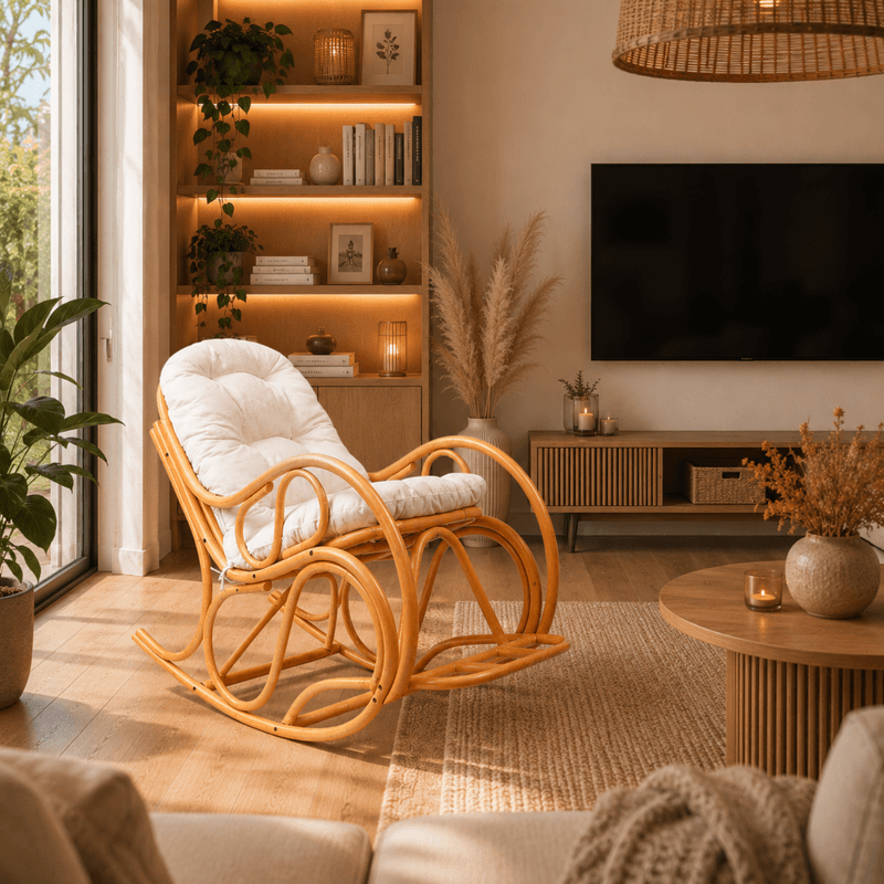 Casa si Gradina - Mobilier - Scaune si fotolii - Fotolii - Scaun balansoar, de miere/bej, AGATON - Infinity.ro