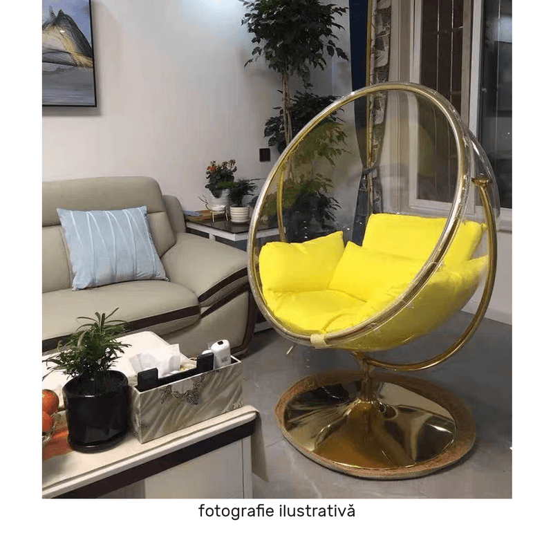Casa si Gradina - Gradina si terasa - Balansoare si hamace - Balansoare - Scaun suspendat cu suport, transparent/ argintiu/ gri, BUBBLE NEW TIP 2 - Infinity.ro