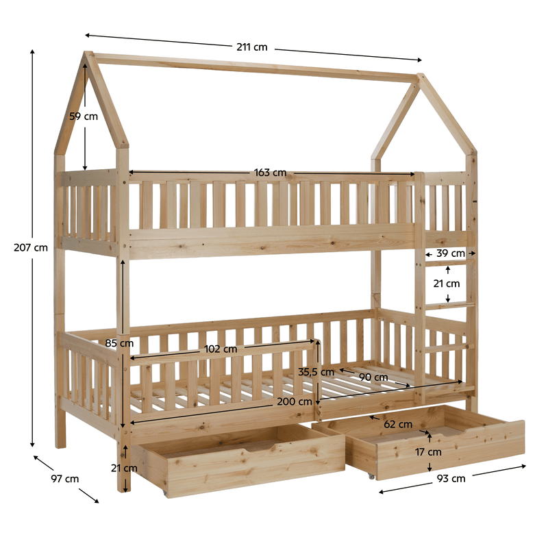 Casa si Gradina - Mobilier - Mobilier copii - Patuturi copii - Pat supraetajat Montessori, natural, VENITA TYP 2 - Infinity.ro