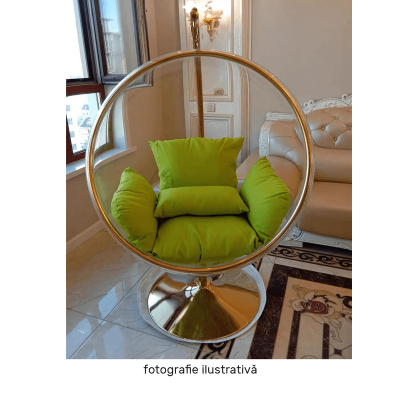 Casa si Gradina - Gradina si terasa - Balansoare si hamace - Balansoare - Scaun suspendat cu suport, transparent/ argintiu/ gri, BUBBLE NEW TIP 3 - Infinity.ro