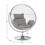 Casa si Gradina - Gradina si terasa - Balansoare si hamace - Balansoare - Scaun suspendat cu suport, transparent/ argintiu/ gri, BUBBLE NEW TIP 2 - Infinity.ro
