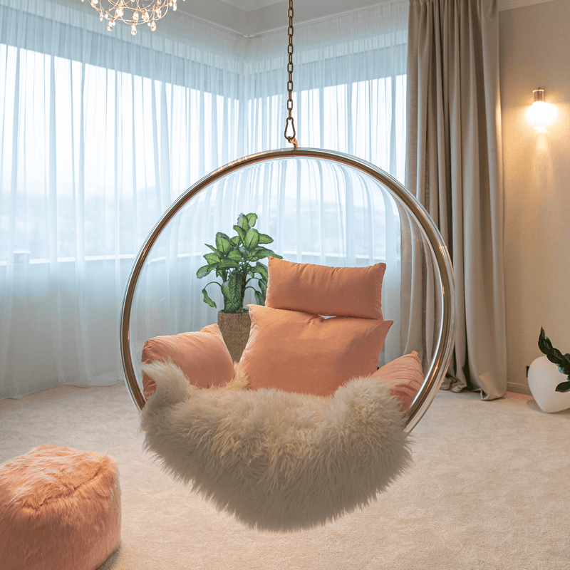 Casa si Gradina - Gradina si terasa - Balansoare si hamace - Balansoare - Scaun suspendat, transparent/ auriu/ roz, BUBBLE NEW TIP 1 - Infinity.ro
