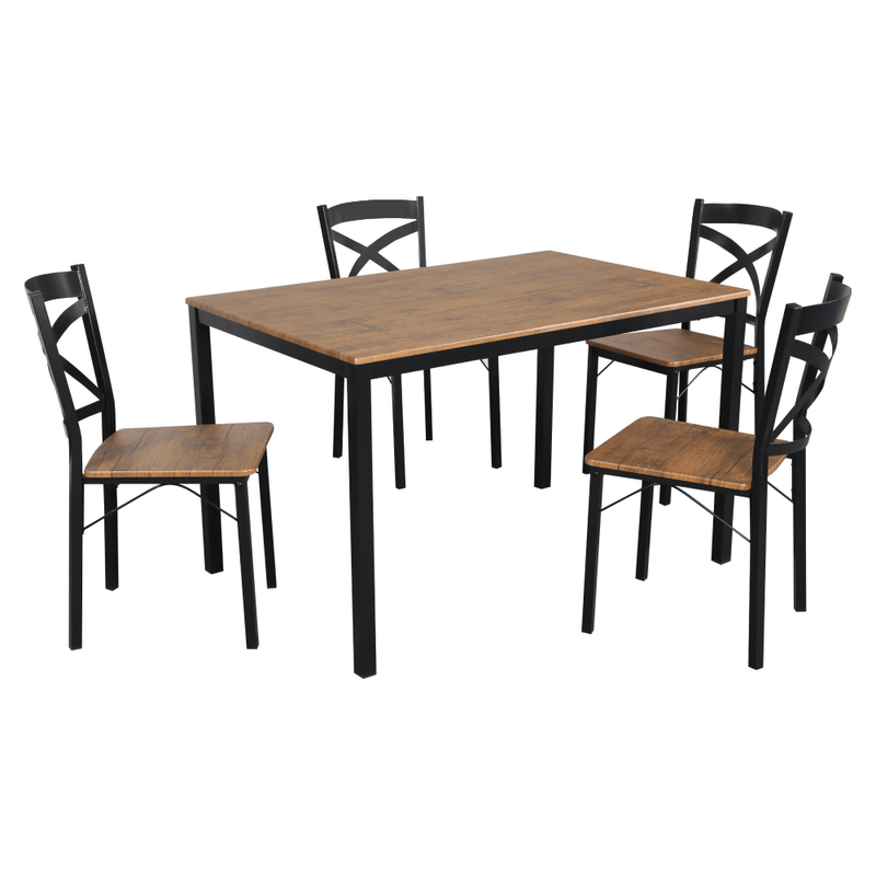 Casa si Gradina - Mobilier - Seturi de mobilier - Seturi mese si scaune - Set de sufragerie 1+4, stejar inchis/negru, HAIM - Infinity.ro