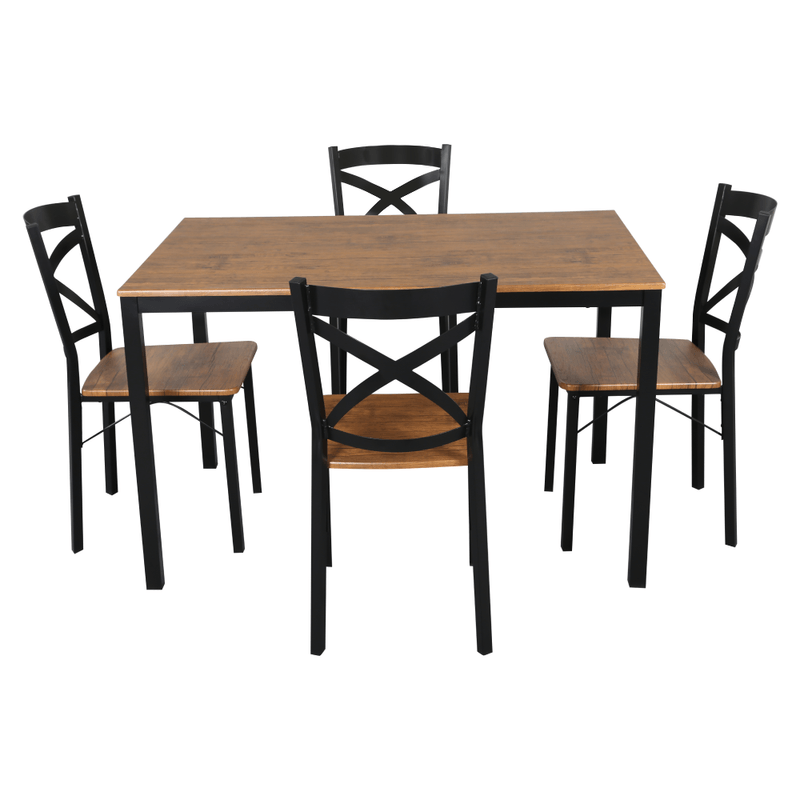 Casa si Gradina - Mobilier - Seturi de mobilier - Seturi mese si scaune - Set de sufragerie 1+4, stejar inchis/negru, HAIM - Infinity.ro