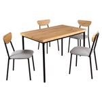 Casa si Gradina - Mobilier - Seturi de mobilier - Seturi mese si scaune - Set de sufragerie 1+4, stejar deschis/gri/negru, MADIO - Infinity.ro