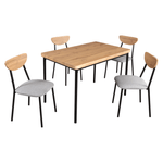 Casa si Gradina - Mobilier - Seturi de mobilier - Seturi mese si scaune - Set de sufragerie 1+4, stejar deschis/gri/negru, MADIO - Infinity.ro
