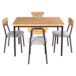 Casa si Gradina - Mobilier - Seturi de mobilier - Seturi mese si scaune - Set de sufragerie 1+4, stejar deschis/gri/negru, MADIO - Infinity.ro