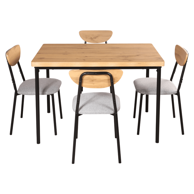 Casa si Gradina - Mobilier - Seturi de mobilier - Seturi mese si scaune - Set de sufragerie 1+4, stejar deschis/gri/negru, MADIO - Infinity.ro