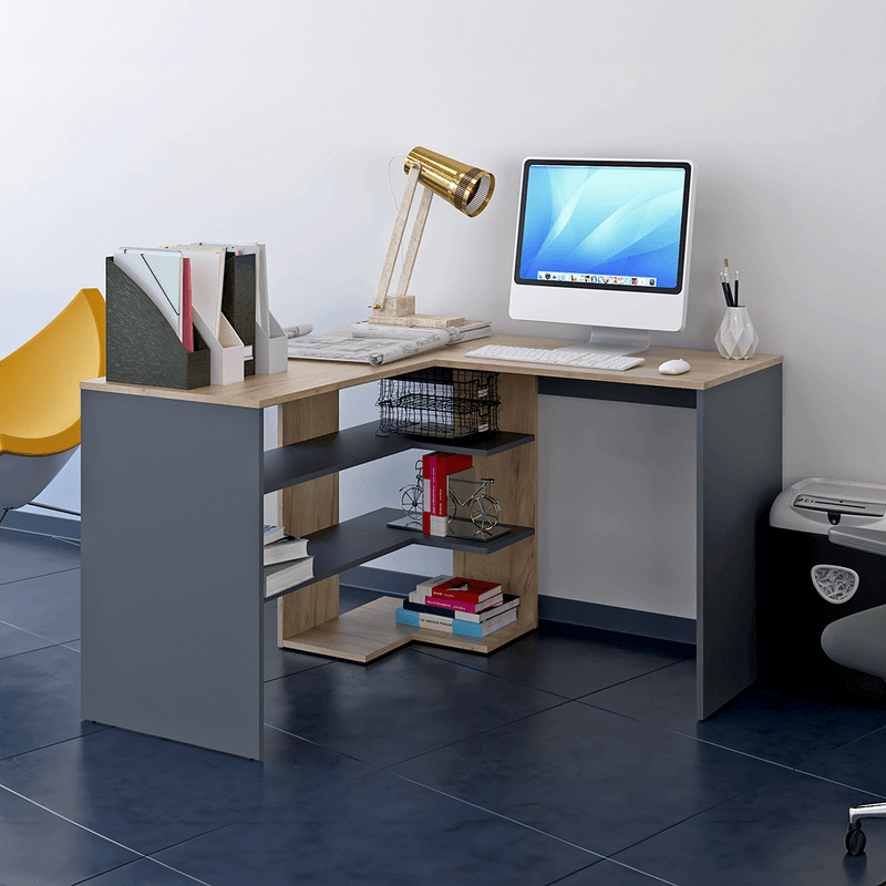 Casa si Gradina - Mobilier - Mese si birouri - Birouri - Masa PC de colt, stejar artisan/grafit, TAMARI - Infinity.ro