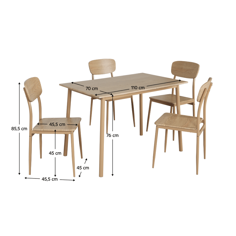 Casa si Gradina - Mobilier - Seturi de mobilier - Seturi mese si scaune - Set de sufragerie 1+4, stejar natural, LAMIR - Infinity.ro