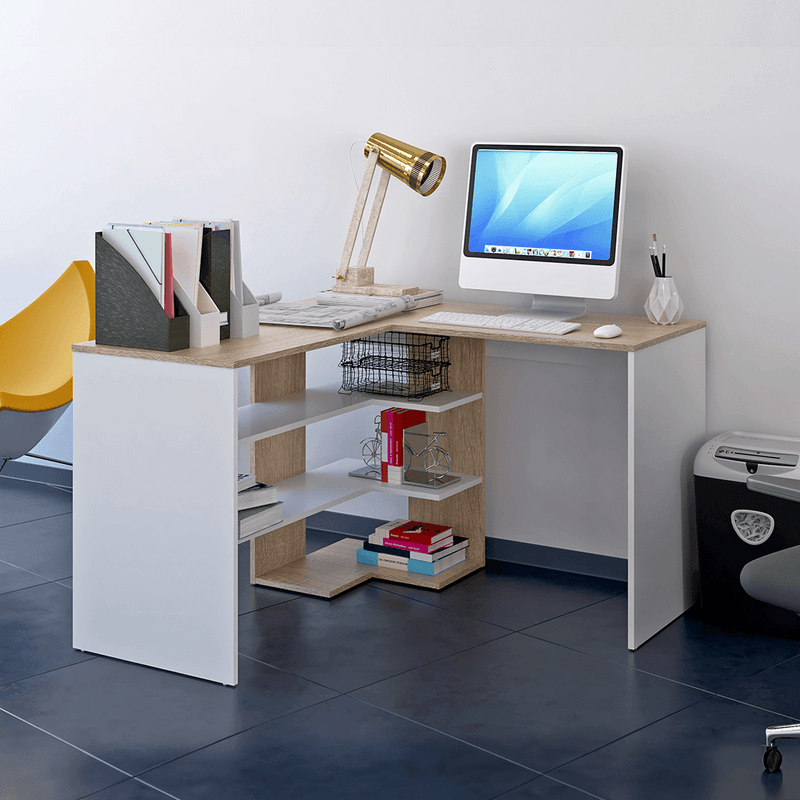 Casa si Gradina - Mobilier - Mese si birouri - Birouri - Masa pentru PC, stejar sonoma/alb, TAMARI - Infinity.ro