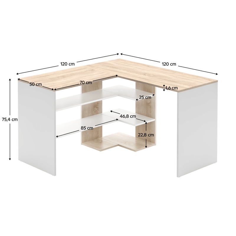 Casa si Gradina - Mobilier - Mese si birouri - Birouri - Masa pentru PC, stejar sonoma/alb, TAMARI - Infinity.ro