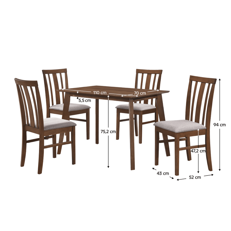 Casa si Gradina - Mobilier - Seturi de mobilier - Seturi mese si scaune - Set sufragerie 1+4, nuc/bej, ROIS SET - Infinity.ro