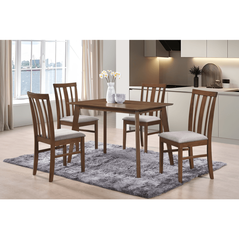Casa si Gradina - Mobilier - Seturi de mobilier - Seturi mese si scaune - Set sufragerie 1+4, nuc/bej, ROIS SET - Infinity.ro