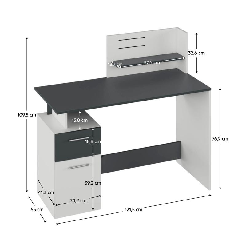 Casa si Gradina - Mobilier - Mese si birouri - Birouri - Masa PC, alb/grafit, PLATON NEW - Infinity.ro