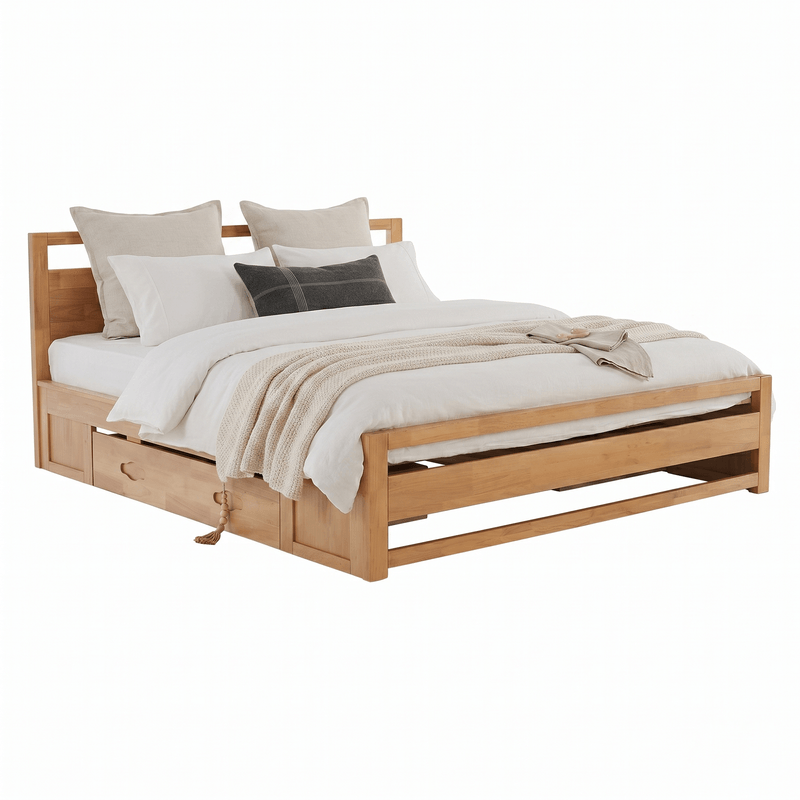 Casa si Gradina - Mobilier - Paturi si accesorii - Paturi - Pat matrimonial, 180x200, lemn masiv, natural, SHEILA - Infinity.ro