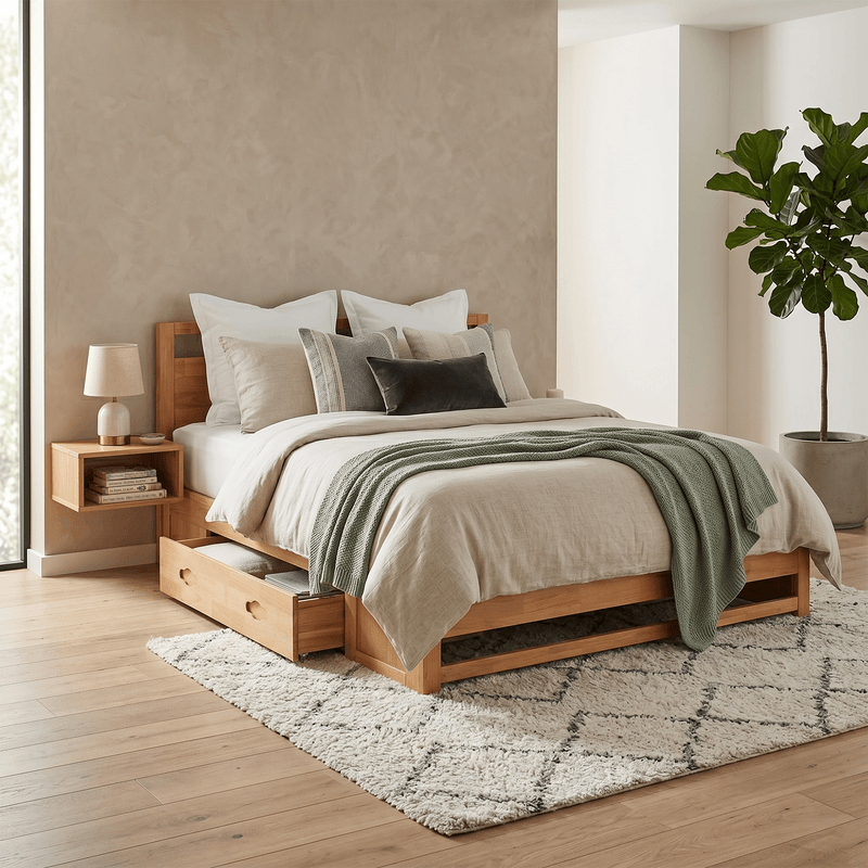 Casa si Gradina - Mobilier - Paturi si accesorii - Paturi - Pat matrimonial, 180x200, lemn masiv, natural, SHEILA - Infinity.ro