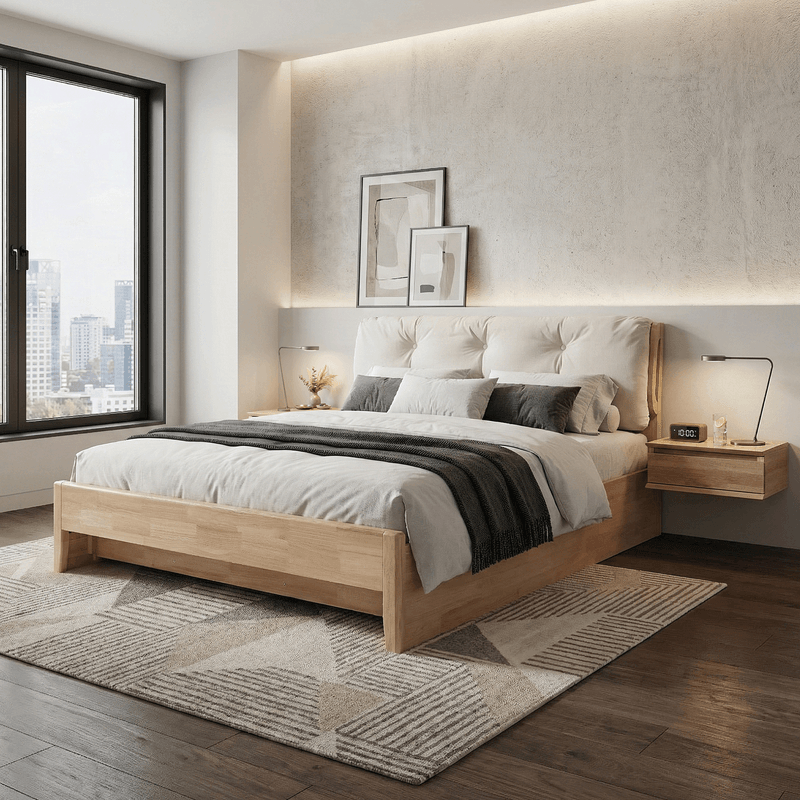 Casa si Gradina - Mobilier - Paturi si accesorii - Paturi - Pat matrimonial, 180x200, lemn masiv, natural, FLORENCIA - Infinity.ro