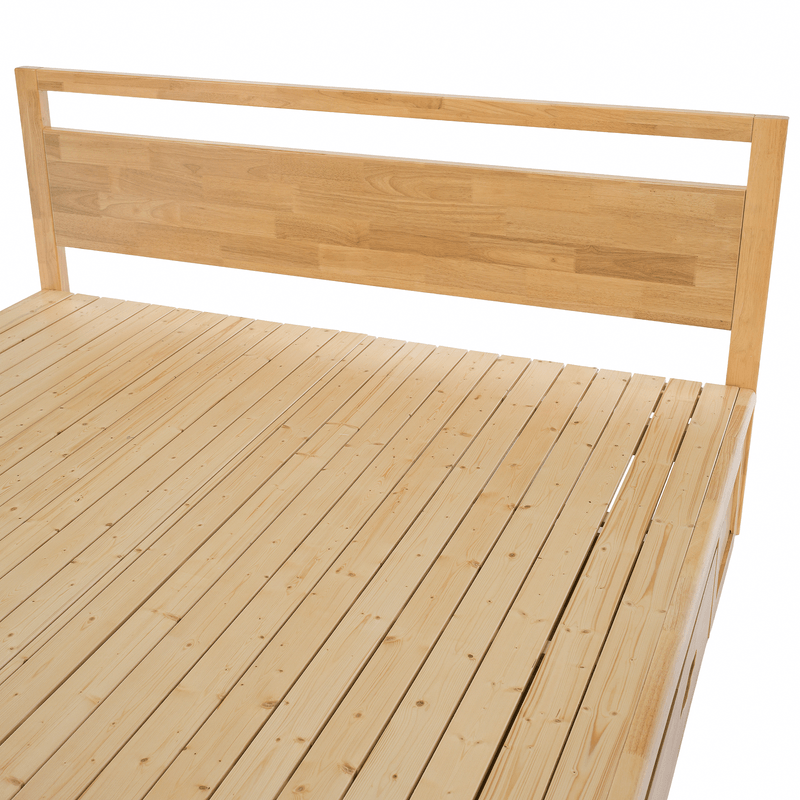 Casa si Gradina - Mobilier - Paturi si accesorii - Paturi - Pat matrimonial, 160x200, lemn masiv, natural, SHEILA - Infinity.ro
