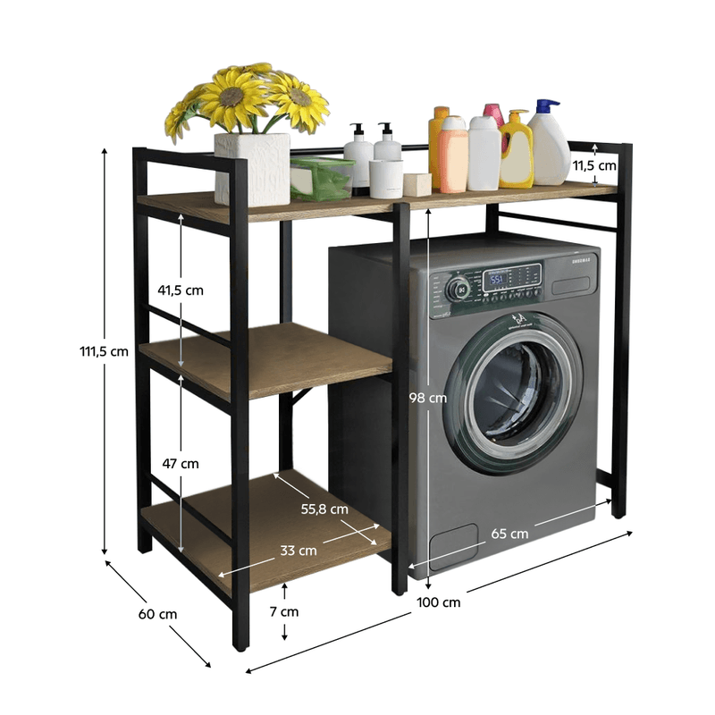 Casa si Gradina - Mobilier - Mobilier baie - Etajere baie - Raftul deasupra masinii de spalat, stejar/negru, BARNET - Infinity.ro