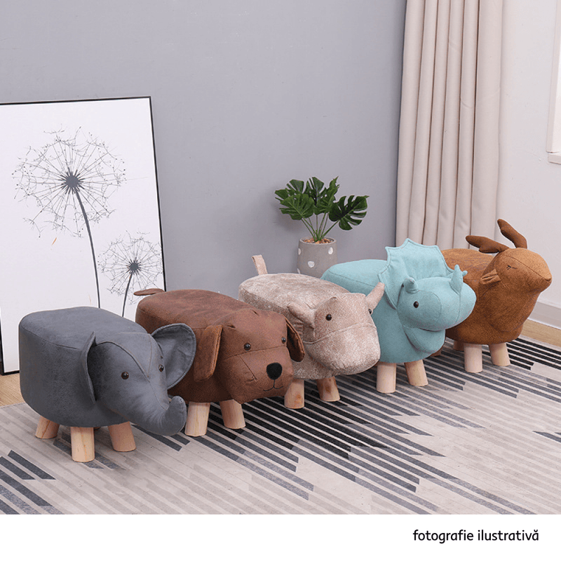 Casa si Gradina - Mobilier - Mobilier copii - Mobilier camera copiilor - Taburet in forma de elefant, gri/natural, BALBO - Infinity.ro