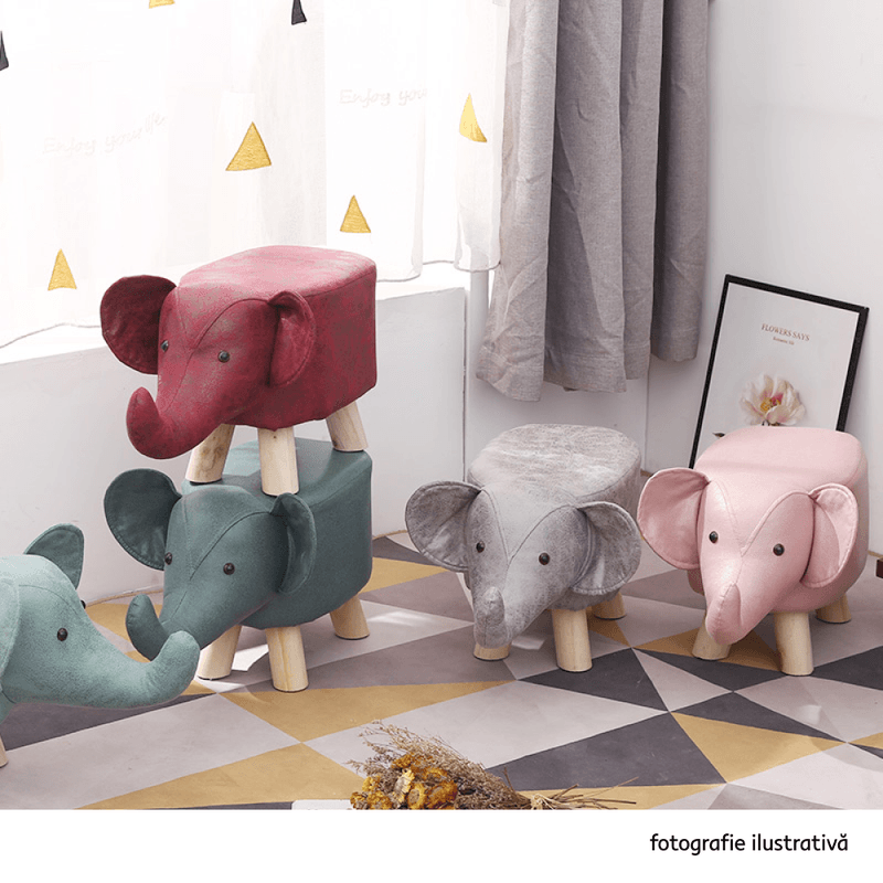 Casa si Gradina - Mobilier - Mobilier copii - Mobilier camera copiilor - Taburet in forma de elefant, gri/natural, BALBO - Infinity.ro