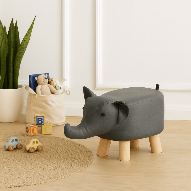 Casa si Gradina - Mobilier - Mobilier copii - Mobilier camera copiilor - Taburet in forma de elefant, gri/natural, BALBO - Infinity.ro