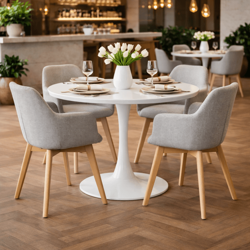 Casa si Gradina - Mobilier - Mese si birouri - Mese bucatarie si dining - Masa dining, runda, alb mat, diametru 110 cm, REVENTON NEW - Infinity.ro