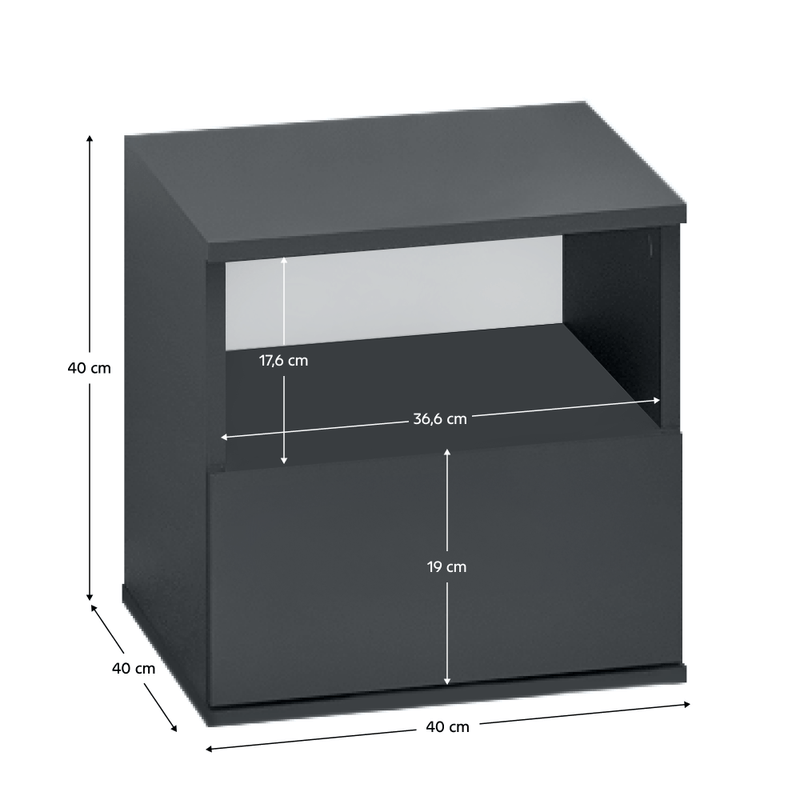 Casa si Gradina - Mobilier - Comode si corpuri - Noptiere - Noptiera, grafit, DOLI - Infinity.ro