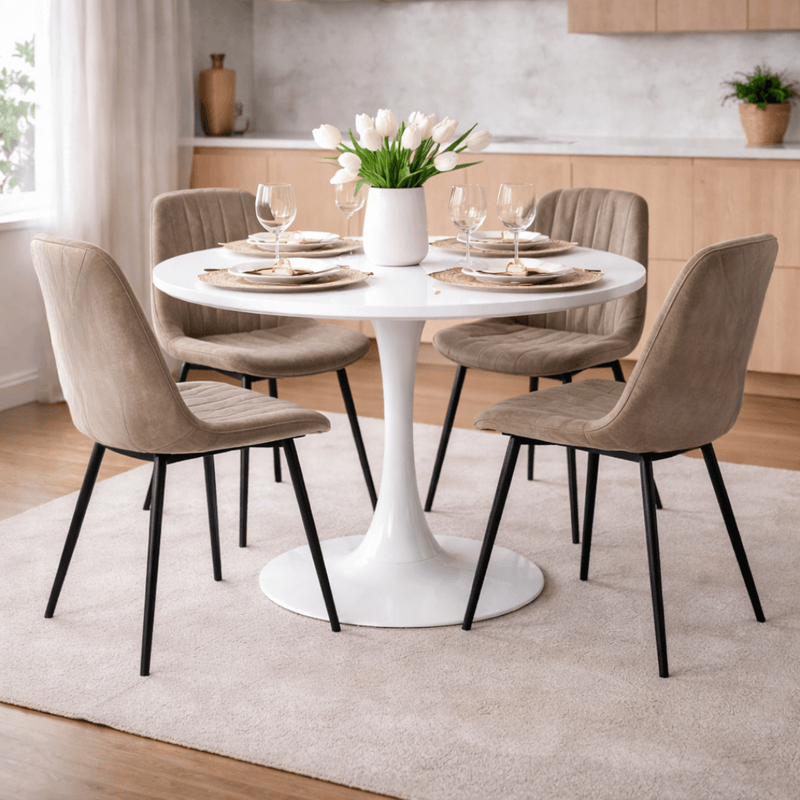 Casa si Gradina - Mobilier - Mese si birouri - Mese bucatarie si dining - Masa dining, runda, alb mat, diametru 110 cm, REVENTON NEW - Infinity.ro