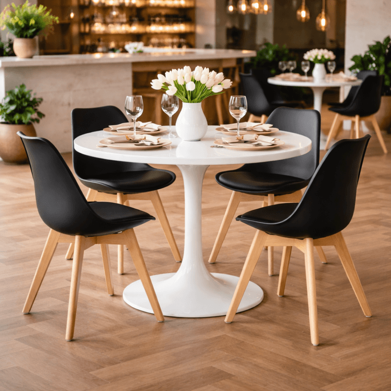 Casa si Gradina - Mobilier - Mese si birouri - Mese bucatarie si dining - Masa dining, runda, alb mat, diametru 110 cm, REVENTON NEW - Infinity.ro