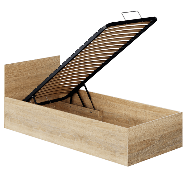 Casa si Gradina - Mobilier - Paturi si accesorii - Paturi - Pat cu somiera metalic si spatiu de depozitare, 90x200, stejar sonoma, DOLI - Infinity.ro