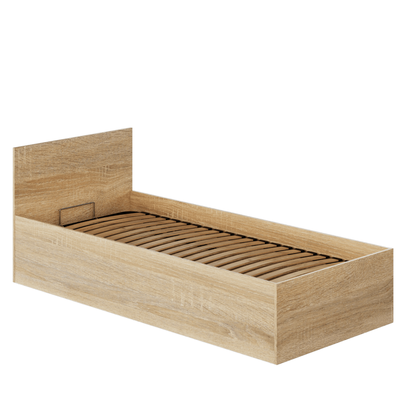 Casa si Gradina - Mobilier - Paturi si accesorii - Paturi - Pat cu somiera metalic si spatiu de depozitare, 90x200, stejar sonoma, DOLI - Infinity.ro