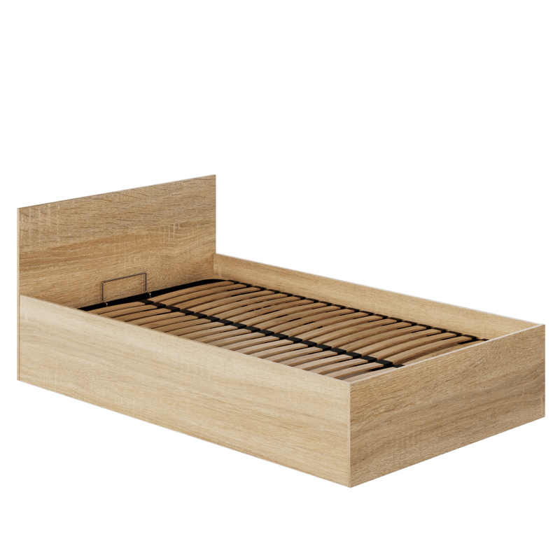 Casa si Gradina - Mobilier - Paturi si accesorii - Paturi - Pat cu somiera metalic si spatiu de depozitare, 120x200, stejar sonoma, DOLI - Infinity.ro