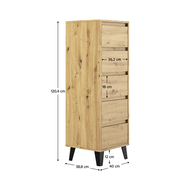 Casa si Gradina - Mobilier - Comode si corpuri - Comode - Comoda, stejar artisan, BOGAN 5S40 - Infinity.ro