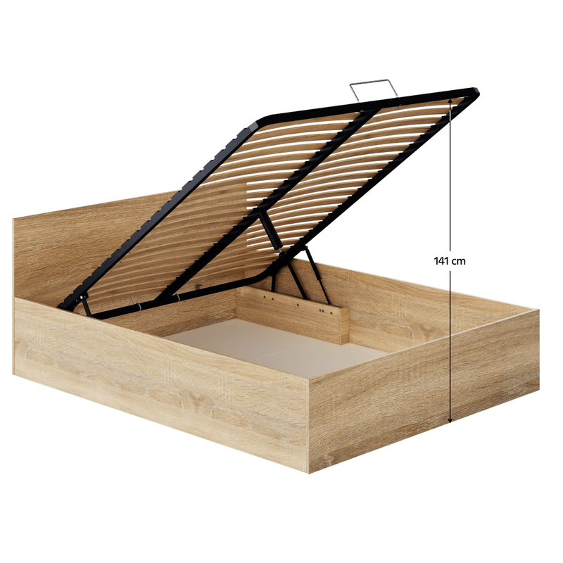 Casa si Gradina - Mobilier - Paturi si accesorii - Paturi - Pat cu somiera metalic si spatiu de depozitare, 160x200, stejar sonoma, DOLI - Infinity.ro