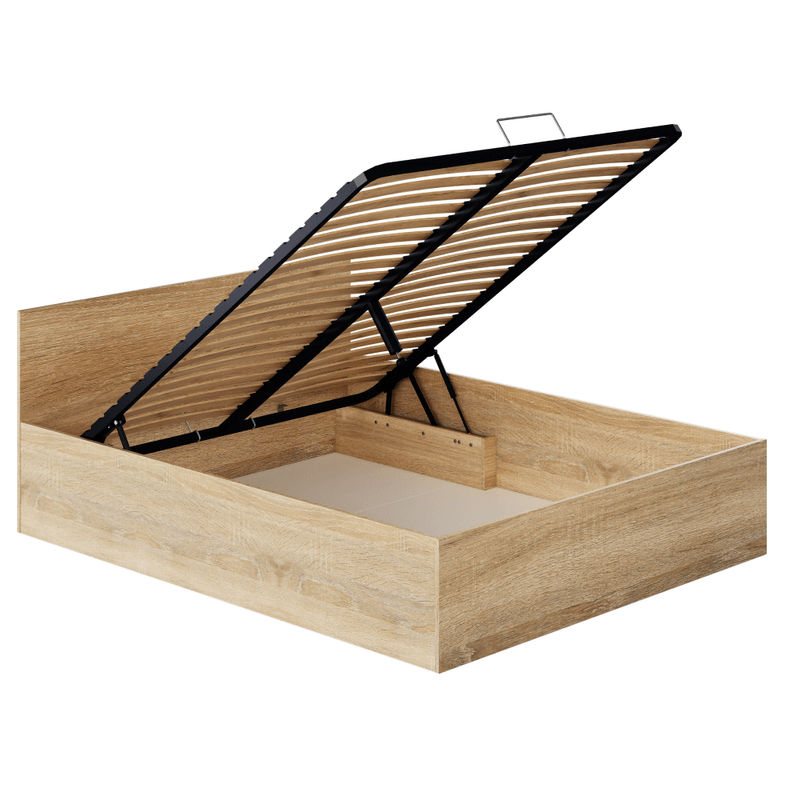 Casa si Gradina - Mobilier - Paturi si accesorii - Paturi - Pat cu somiera metalic si spatiu de depozitare, 160x200, stejar sonoma, DOLI - Infinity.ro