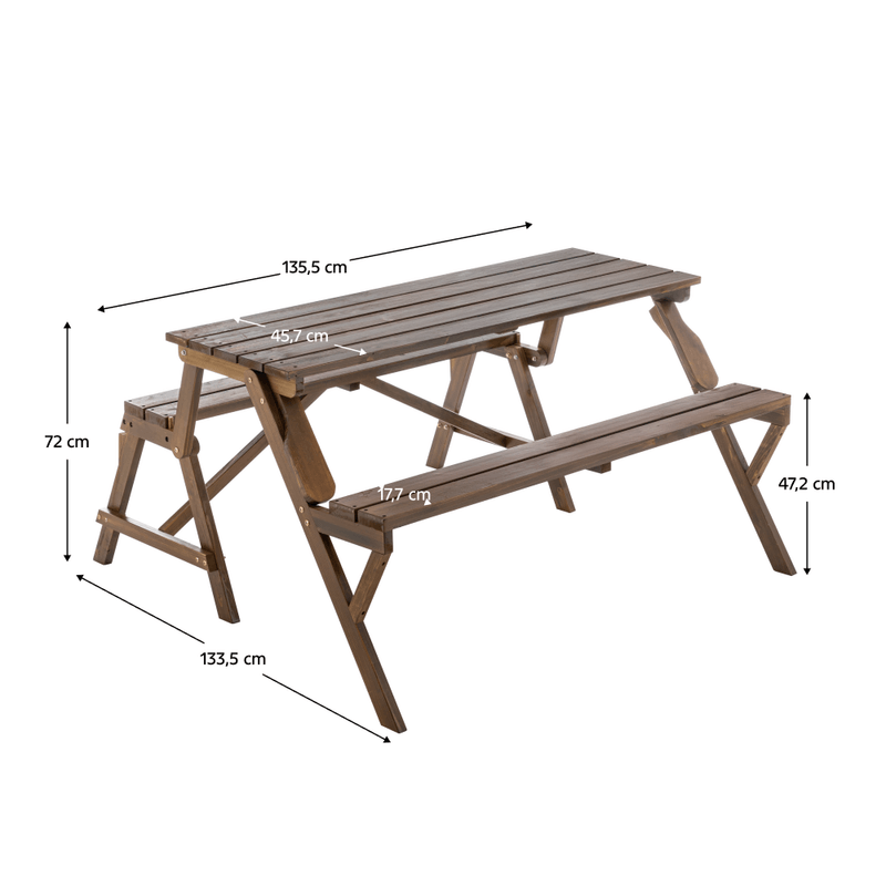 Casa si Gradina - Gradina si terasa - Mobilier exterior - Seturi mobila gradina - Masa de gradina/banca, 2in1, maro, ZAGIR - Infinity.ro