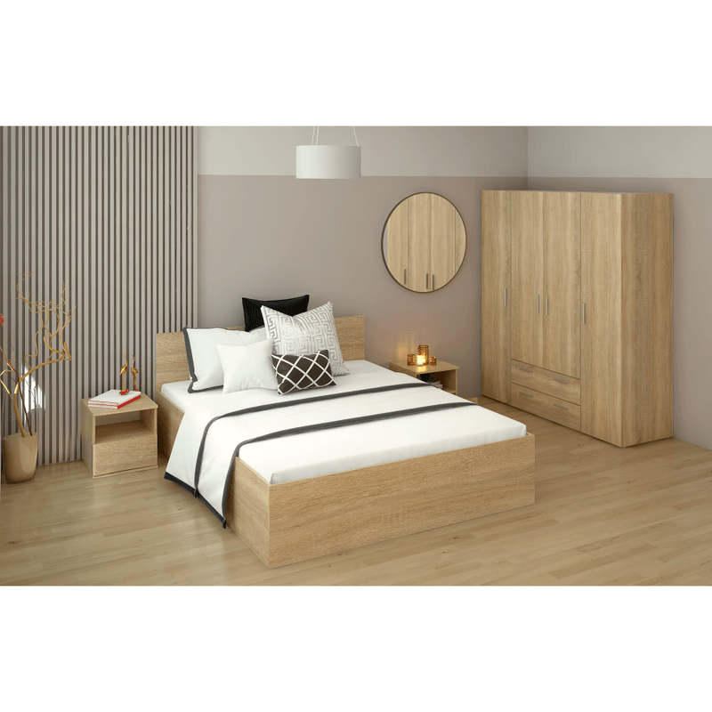 Casa si Gradina - Mobilier - Paturi si accesorii - Paturi - Pat cu somiera metalic si spatiu de depozitare, 160x200, stejar sonoma, DOLI - Infinity.ro