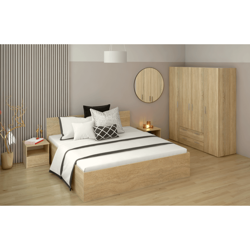 Casa si Gradina - Mobilier - Paturi si accesorii - Paturi - Pat cu somiera metalic si spatiu de depozitare, 180x200, stejar sonoma, DOLI - Infinity.ro