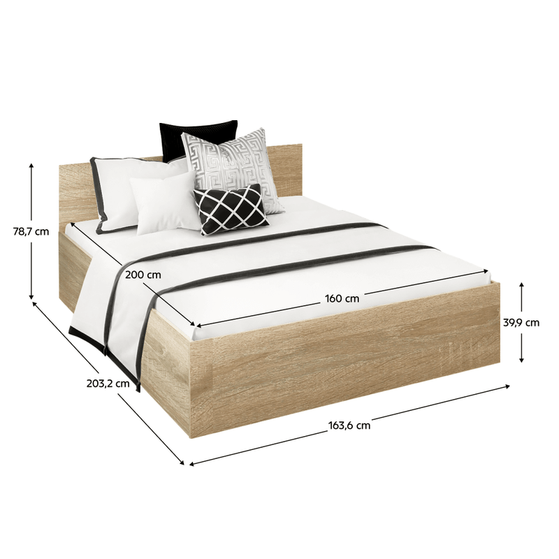 Casa si Gradina - Mobilier - Paturi si accesorii - Paturi - Pat cu somiera metalic si spatiu de depozitare, 160x200, stejar sonoma, DOLI - Infinity.ro