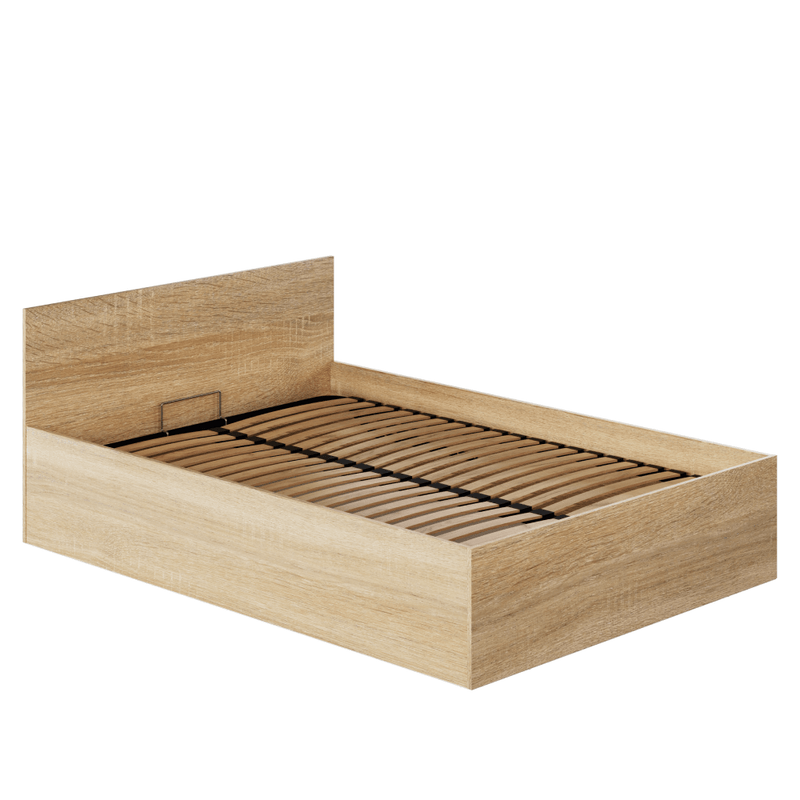 Casa si Gradina - Mobilier - Paturi si accesorii - Paturi - Pat cu somiera metalic si spatiu de depozitare, 140x200, stejar sonoma, DOLI - Infinity.ro