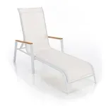Casa si Gradina - Gradina si terasa - Mobilier exterior - Scaune si sezlonguri gradina - sezlong de gradina, otel alb/stejar, BONTO - Infinity.ro